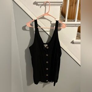 Terra & Sky Black Tank Top with Button Details